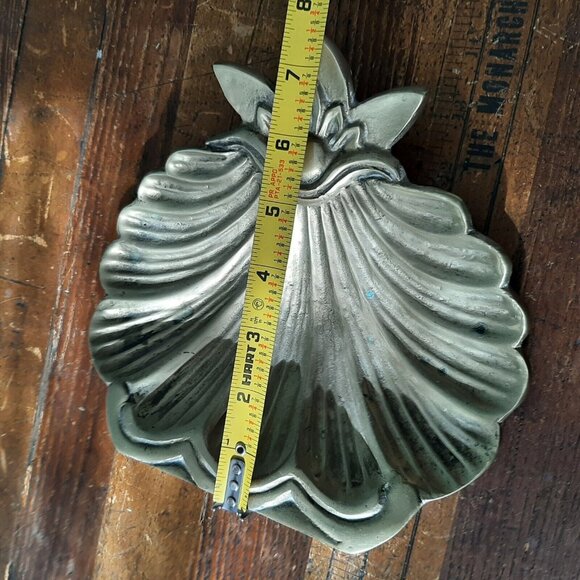 Solid Brass Shell Final, Tray, Wall Shelf Decor Victorian Art Nouveau Heavy - Picture 8 of 11